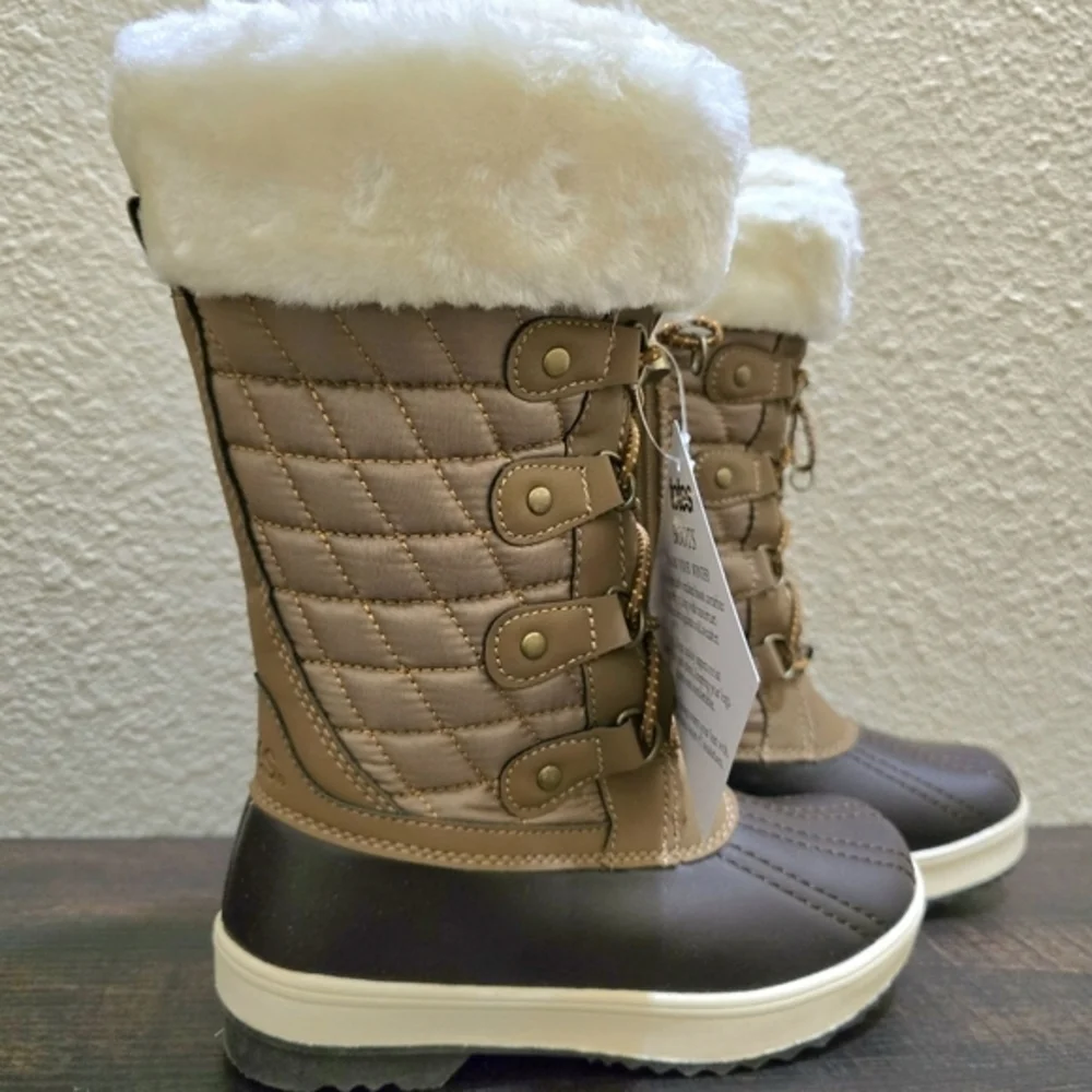 Totes Girl's Winter‎ Tall Snow Boots Toffee Brown NWT Size 1 Youth
